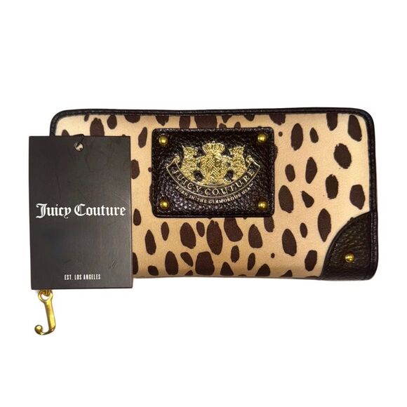 Juicy Couture Cheetah Print Velour & Black Faux Leather Daydreamer L. Z/A Wallet - Picture 1 of 7